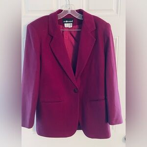 Sag Harbor Magenta Pure Wool Blazer One Button With Pockets Lined Size 8
